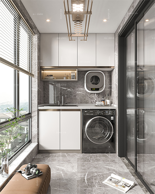 陽(yáng)臺(tái)洗衣機(jī)柜定制廠(chǎng)家 全鋁蜂窩板柜 高顏值柜體